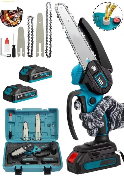 Alman 7 Serisi Otomatik Yağlamalı Çift Akülü Şarjlı Zinçirli Ağaç Dal Budama Testeresi