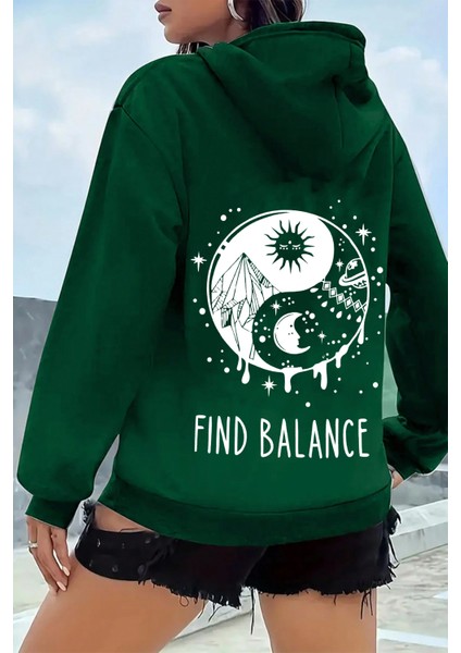 Unisex Yin & Yang Tasarım Sweatshirt
