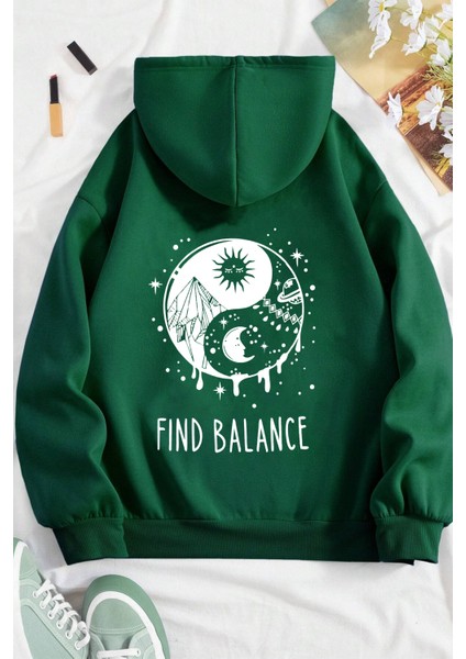 Unisex Yin & Yang Tasarım Sweatshirt