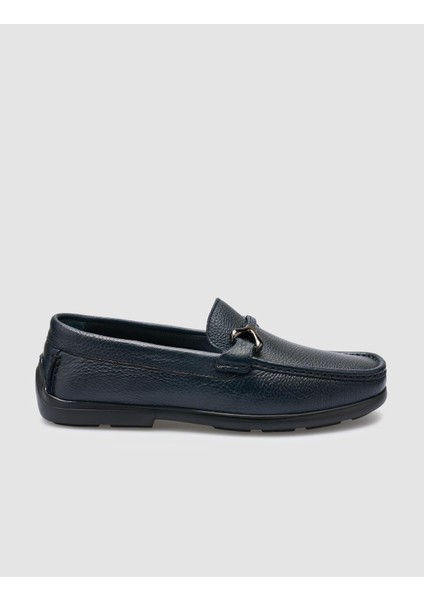 Deri Lacivert Toka Detaylı Erkek Loafer