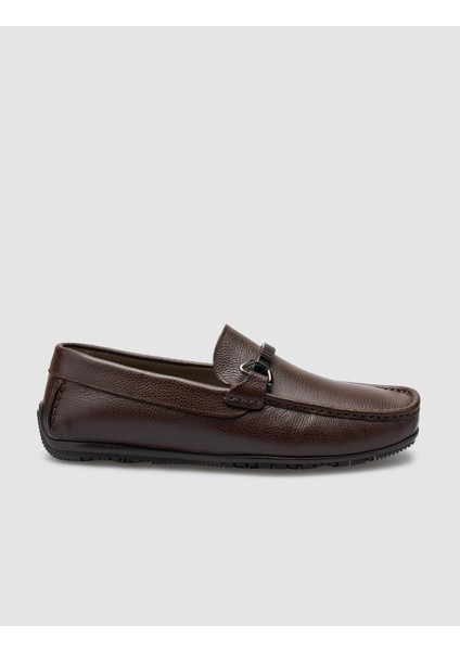Deri Kahverengi Toka Detaylı Erkek Loafer