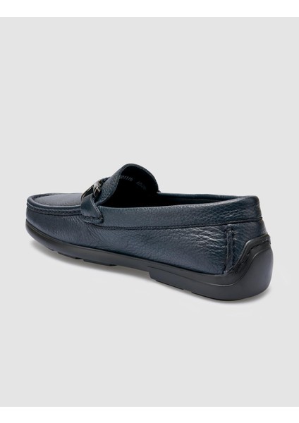 Deri Lacivert Toka Detaylı Erkek Loafer indirimleri