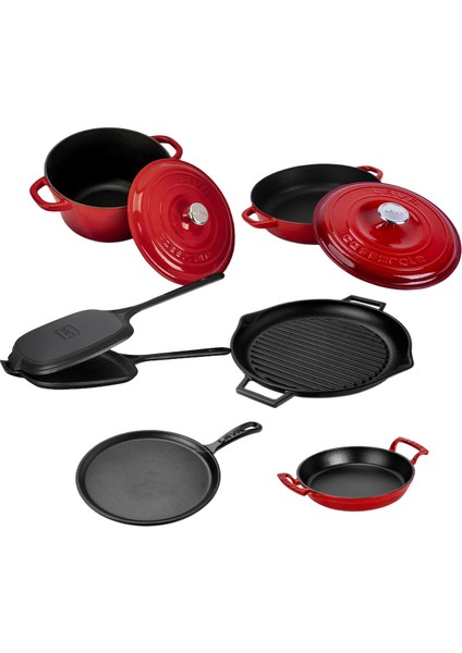 Döküm 6x Trendy Serisi 9 Parça Tencere & Tava Seti modelleri