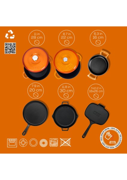 Döküm 6x Trendy Serisi 9 Parça Tencere & Tava Seti