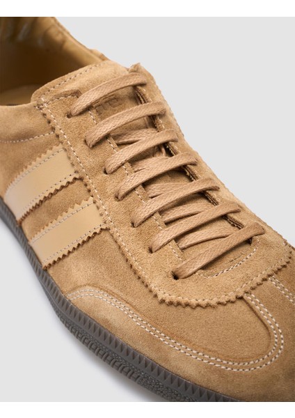 Deri Taba Süet Bağcıklı Kadın Sneaker