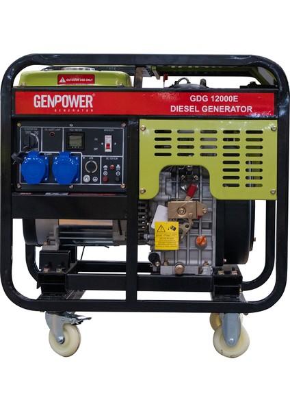 Gdg 12000 E Model 12 Kva Dizel, Ses İzolasyon Kabinsiz, Marşlı, Tekerlekli, Monofaze ( 220 Volt) Portatif Jeneratör