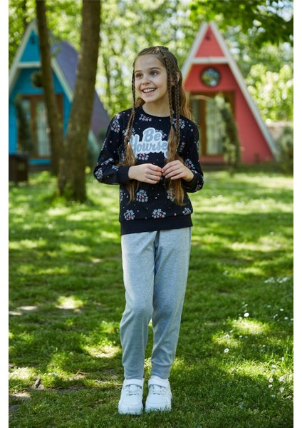 Siyah Kız Çocuk Kışlık Pijama Takımı A2652