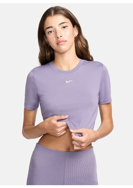 Mor Kadın Dar Düz T-Shirt FB2873-509 W Nsw Essntl Slm Crp Beden: M