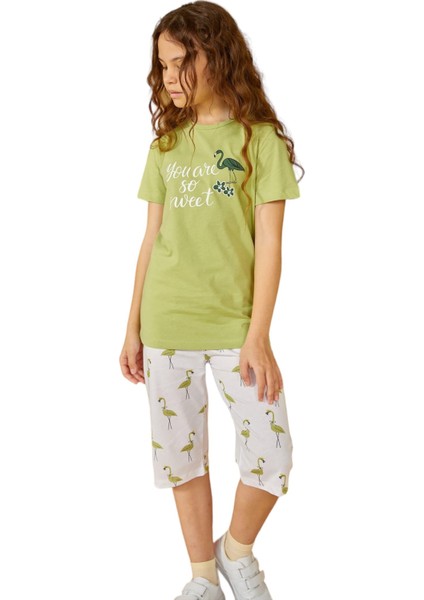 Yeşil Kız Çocuk Pijama Takımı 801