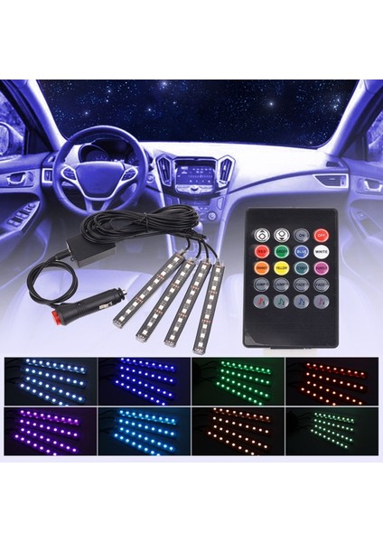 Araç Içi Rgb Renkli Ayak Altı Sese Duyarlı Kumandalı LED Çakmaklık Girişli