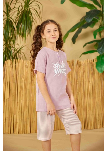 Gül Kurusu Kız Çocuk Düğmeli Pijama Takımı 805 fiyatları