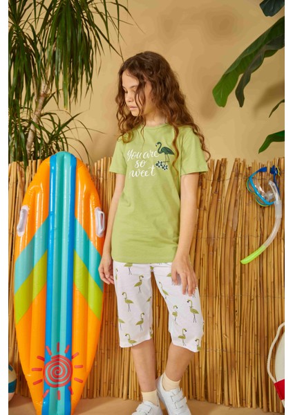Yeşil Kız Çocuk Pijama Takımı 801