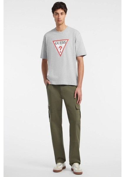 Guess Erkek Gri Üçgen Logolu T-Shirt