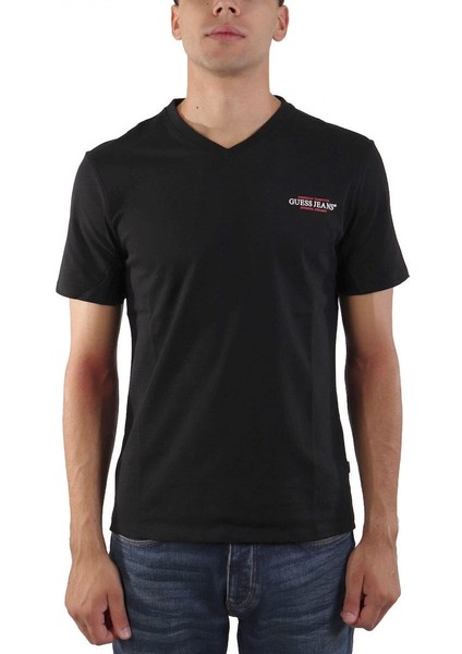 Guess Erkek Slim Fit Siyah Kısa Kollu Tişört