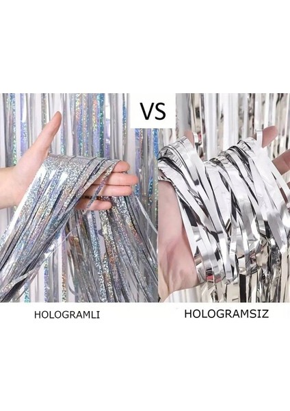 Ithal Metalize Hologram Gümüş Arka Plan Perdesi