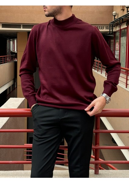 Erkek, Slim-Fit, Old Money, Yarım Boğazlı Triko Kazak PLTK01