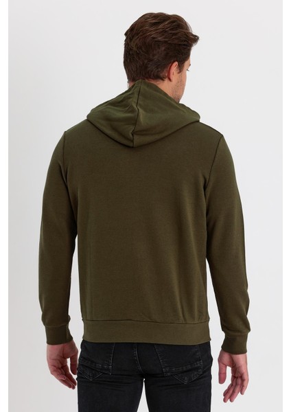 Erkek Tam Fermuarlı Kapüşonlu Kanguru Cepli Sweatshirt