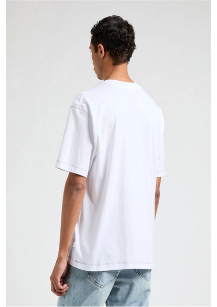 Guess Erkek Beyaz Pamuk T-Shirt Logolu, Regular Fit fiyatları