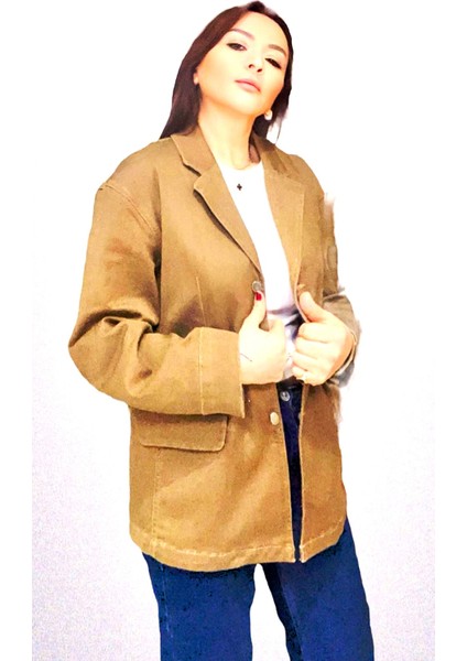 Mevsimlik Düşük Omuz Regular Fit Blazer Ceket.
