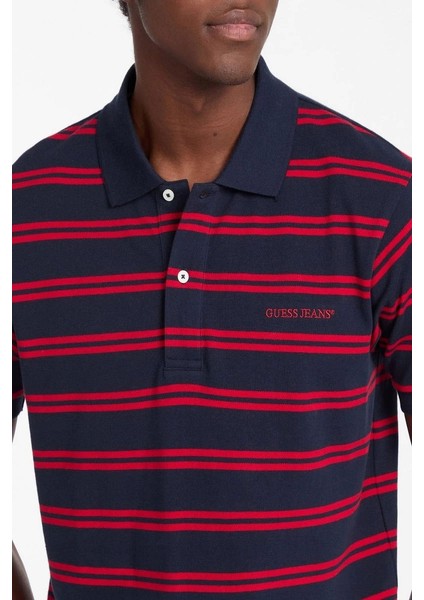 Erkek Polo Yaka Siyah Kırmızı Çizgili T-Shirt fırsatları