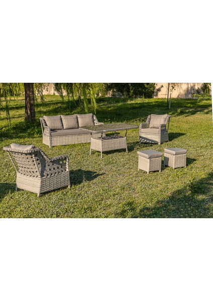 Oscar Rattan Bahçe Mobilyası 3+1+1 Masalı Garanti̇li̇