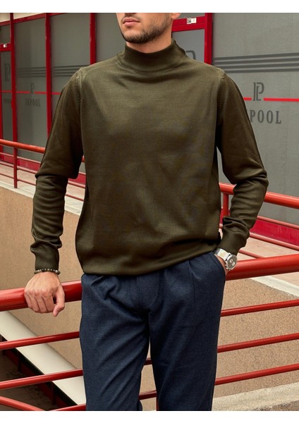 Erkek, Slim-Fit, Old Money, Yarım Boğazlı Triko Kazak PLTK01 fiyatları