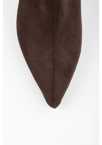Kadın Glove Kahve Süet Streç Topuklu Bot indirimleri
