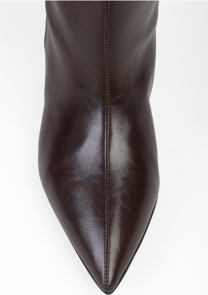 Kadın Blaze Kahve Cilt Kısa Sivri Topuklu Çizme fırsatları