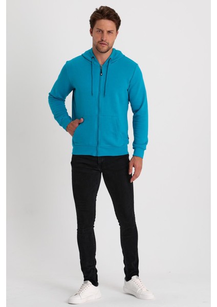 Erkek Tam Fermuarlı Kapüşonlu Kanguru Cepli Sweatshirt fiyatları