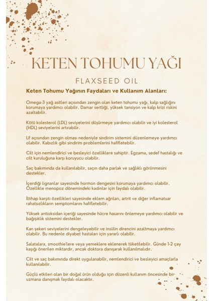 Saf Keten Tohumu Yağı - Damlalıklı Şişe 100 ml - 2'li Set indirimleri