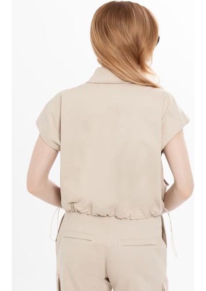 Beli Lastikli Kısa Bej Bluz modelleri