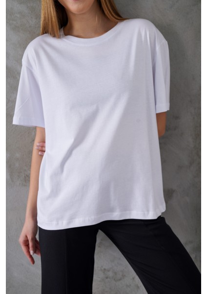 Kadın Dolly Penye T-Shirt, Geniş Kalıp Tişört