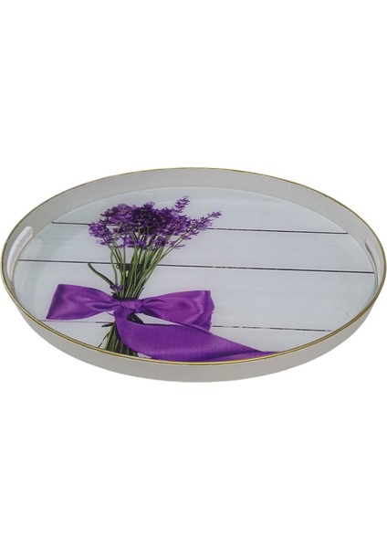 Otantik Yaldızlı Oval Camlı Tepsi 42X30 cm