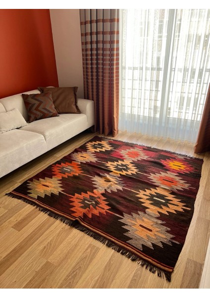 172 x 172 cm Renkli Türk Halısı, El Dokuma Renkli Nostaljik Halı, Geometrik Desenli Boho Tarzı Ev si fiyatları