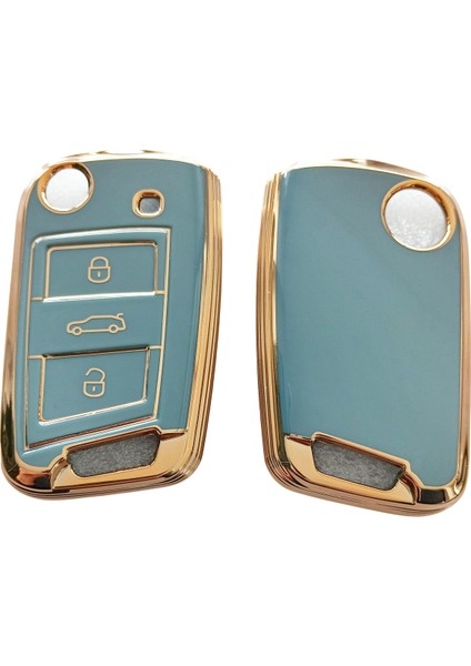 Polo 6 Golf 7 Octavia Leon Uyumlu Mqb Nano Kumanda Anahtar Kılıfı Oto Anahtarlık Gri Gold