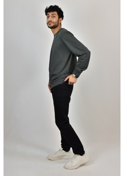 Erkek Likrali Sıfır Yaka Sweatshirt fiyatları