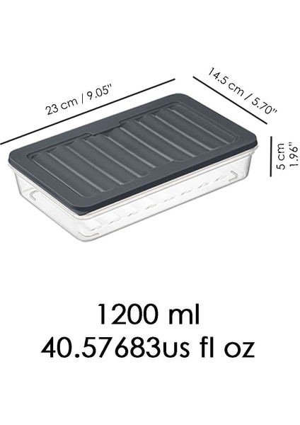 Avlar Store 6'lı Buzdolabı Organizer Mikrodalga ve Difrize Uygun Saklama Kabı Antrasit 6 x 1200 ml