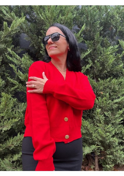 Moda Nesli Gold Düğmeli Cep Detaylı Hırka