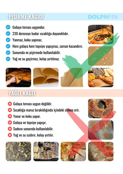 Fırın Pişirme Kağıdı 100 Adet Yapışmaz Ağartılmamış Yağlı Yüzey Ultra Kalın Kağıt Çok Amaçlı Kullanım