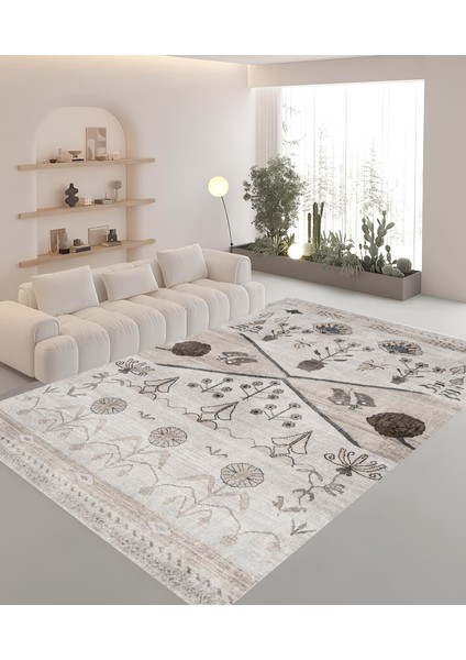 Premium Kalite Kaymaz Taban Silinebilir Salon Mutfak Koridor Halısı Gri 4162