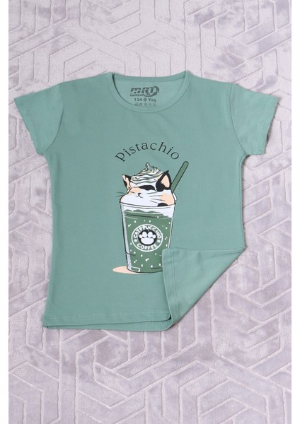 Kız Çocuk Tshirt Pistachio Baskılı Bisiklet Yaka E2 fiyatları