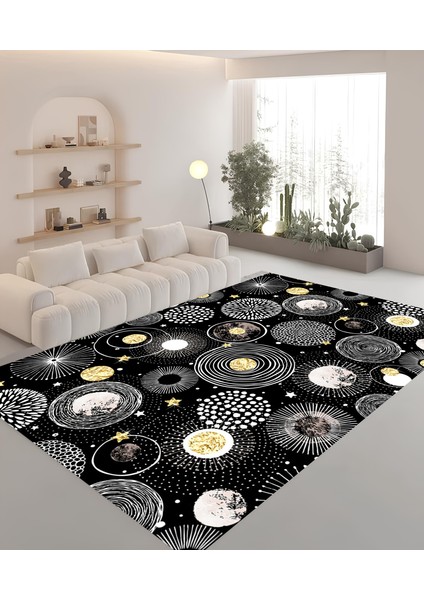 Premium Kalite Kaymaz Taban Silinebilir Salon Mutfak Koridor Halısı Siyah S298 99