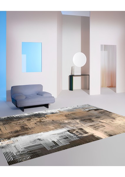 Premium Kalite Kaymaz Taban Silinebilir Salon Mutfak Koridor Halısı Kahve G423