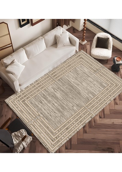 Premium Kalite Kaymaz Taban Silinebilir Salon Mutfak Koridor Halısı Kahve 4392