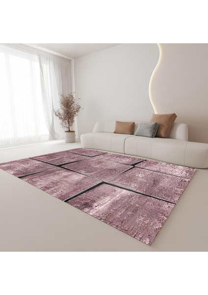 Premium Kalite Kaymaz Taban Silinebilir Salon Mutfak Koridor Halısı Gül Kurusu G535