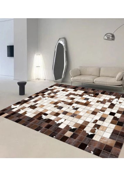Premium Kalite Kaymaz Taban Silinebilir Salon Mutfak Koridor Halısı Kahve 4201