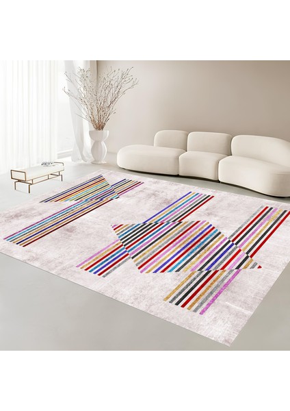 Premium Kalite Kaymaz Taban Silinebilir Salon Mutfak Koridor Halısı Pembe G329