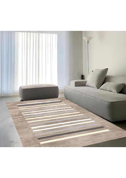 Premium Kalite Kaymaz Taban Silinebilir Salon Mutfak Koridor Halısı Kahve G378