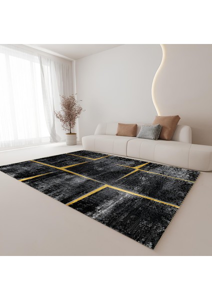 Premium Kalite Kaymaz Taban Silinebilir Salon Mutfak Koridor Halısı Antrasit G535