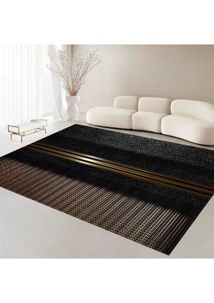 Premium Kalite Kaymaz Taban Silinebilir Salon Mutfak Koridor Halısı Siyah 4291